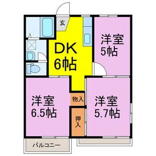 富士見コーポ B棟【2階】の間取り