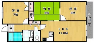 アカンサス二番館【1階】の間取り