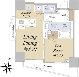 シティハウス四谷三丁目【5階】の間取り