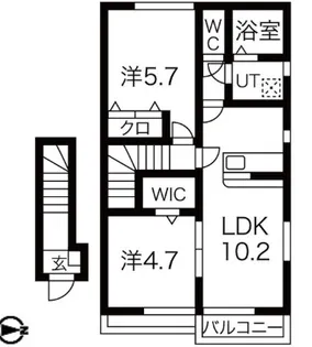 ウェーブ・テラス【2階】の間取り