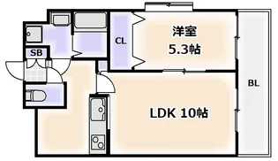 ラムール難波西【7階】の間取り