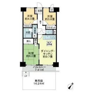 ライオンズプラザ相模大野一番館【1階】の間取り
