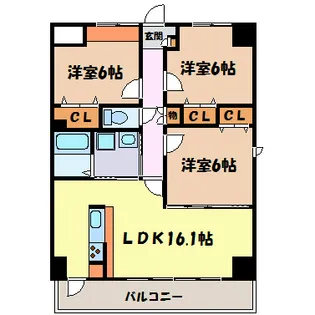 ノーブル徳川【8階】の間取り