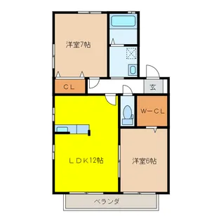 岐阜県岐阜市北一色9【アパート】の間取り