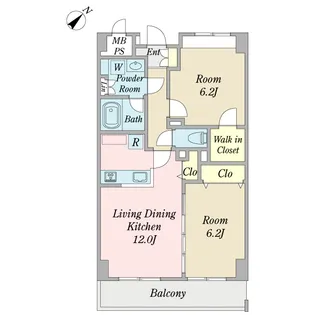 2LDKの間取り画像