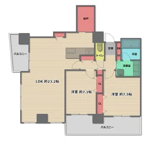 クロスレジデンス大阪新町【21階】の間取り