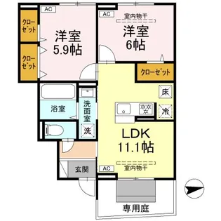 オリエンタルドエル I【1階】の間取り