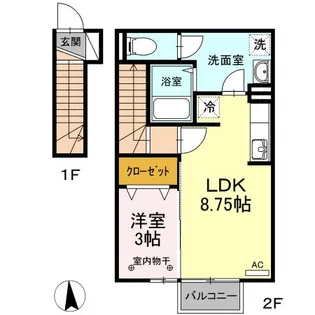 カエツリアルフィールドDーroom B【2階】の間取り