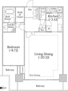 東京都新宿区河田町【マンション】の間取り