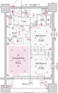 2LDKの間取り画像