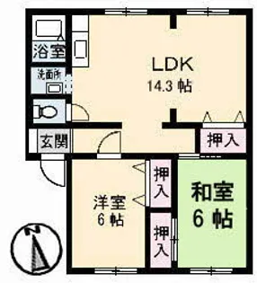 サンビレッジ高松 D棟【1階】の間取り