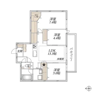 Gracefeel Ayase(グレイスフィールアヤセ)【2階】の間取り