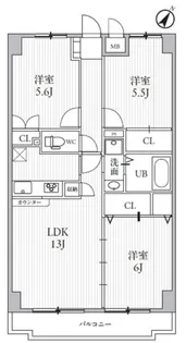 サンライズヒル朝日ヶ丘A棟【1階】の間取り