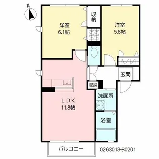 シャーメゾン白鳥 B棟【2階】の間取り