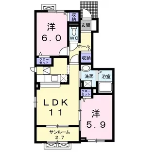 グラン ヴィオラI【1階】の間取り