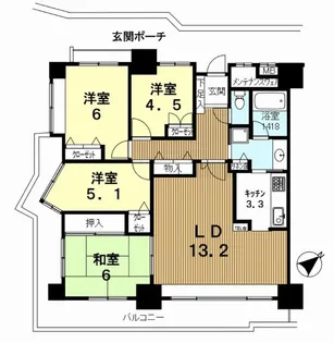 北千里パークスクエア【8階】の間取り