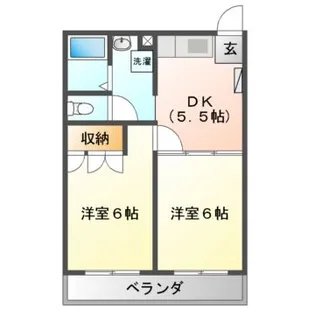 ホワイトローズI【2階】の間取り