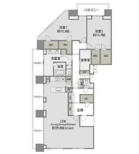 二子玉川ライズ&レジデンスタワー イースト【42階】の間取り