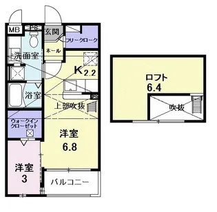 ヴィラ ブライト【2階】の間取り