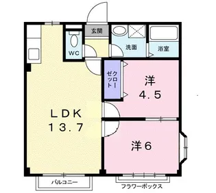 レジデンスパーク鶴田【1階】の間取り