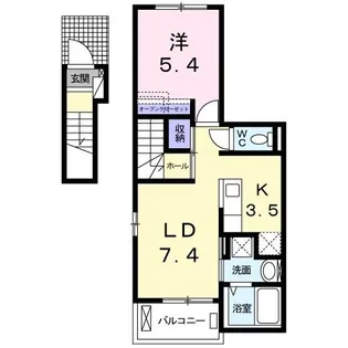 マリオ北島A【2階】の間取り