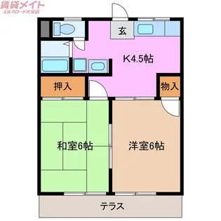 コーポコベルク北勢【1階】の間取り