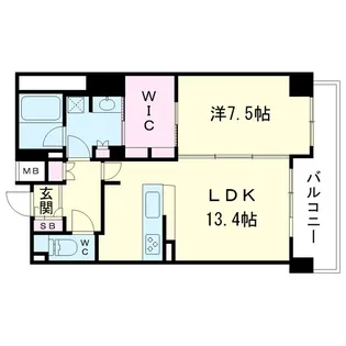 クレヴィア大阪福島【19階】の間取り