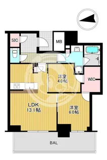 シエリアタワー大阪堀江【18階】の間取り