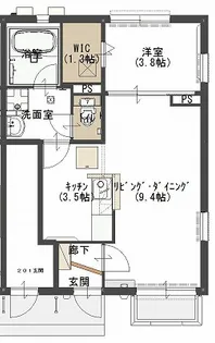 Y2ツルタパナハイツ B【1階】の間取り