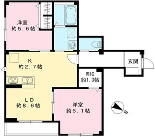 2LDKの間取り画像