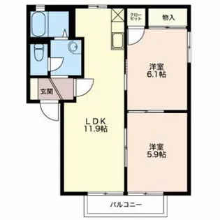 新潟県新発田市大栄町4【アパート】の間取り