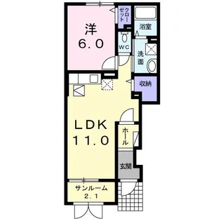 ラ・ピエール II【1階】の間取り