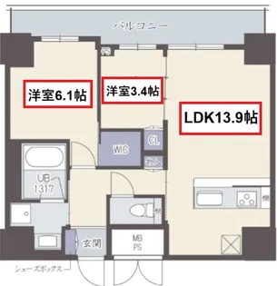 GRAND VILLASSE福島【7階】の間取り