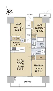 ファインシティ千里津雲台【7階】の間取り