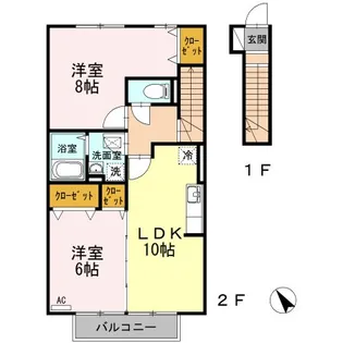 ローズコート美里 B棟【2階】の間取り