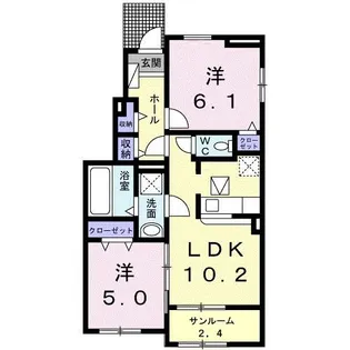 シャン・ド・フルール II【1階】の間取り
