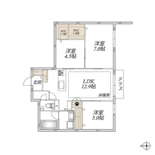 Gracefeel Ayase(グレイスフィールアヤセ)【1階】の間取り