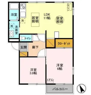 サンモール南流山B棟【1階】の間取り