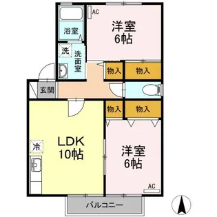 セジュール・ベルリラAB【1階】の間取り