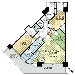 ライオンズタワー仙台広瀬【4階】の間取り