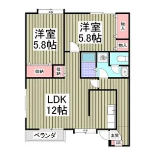 モダンピープルB棟【2階】の間取り