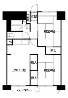 山科団地B棟【2階】の間取り