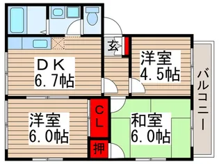 ヴィラ北松E【2階】の間取り