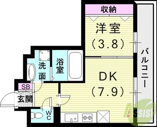 メゾンエトワール神戸中道通【2階】の間取り