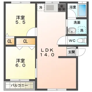 コーポ21A棟【1階】の間取り