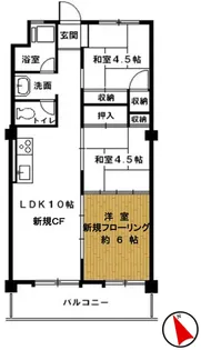 武蔵野コーポラス【6階】の間取り