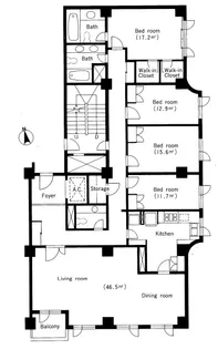 麻布テラスアパートメント【5階】の間取り