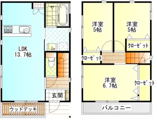 神奈川県小田原市栢山【一戸建】の間取り