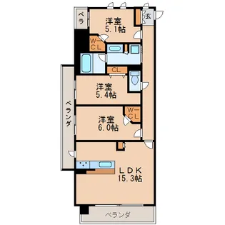 プレサンス ジェネ 新栄町駅前 葵【15階】の間取り