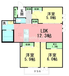 神奈川県小田原市鴨宮【マンション】の間取り